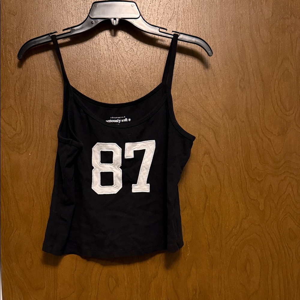Aeropostale Black 87 Graphic Tank Top Size XL